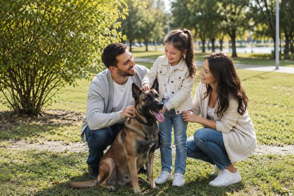 Dog with family