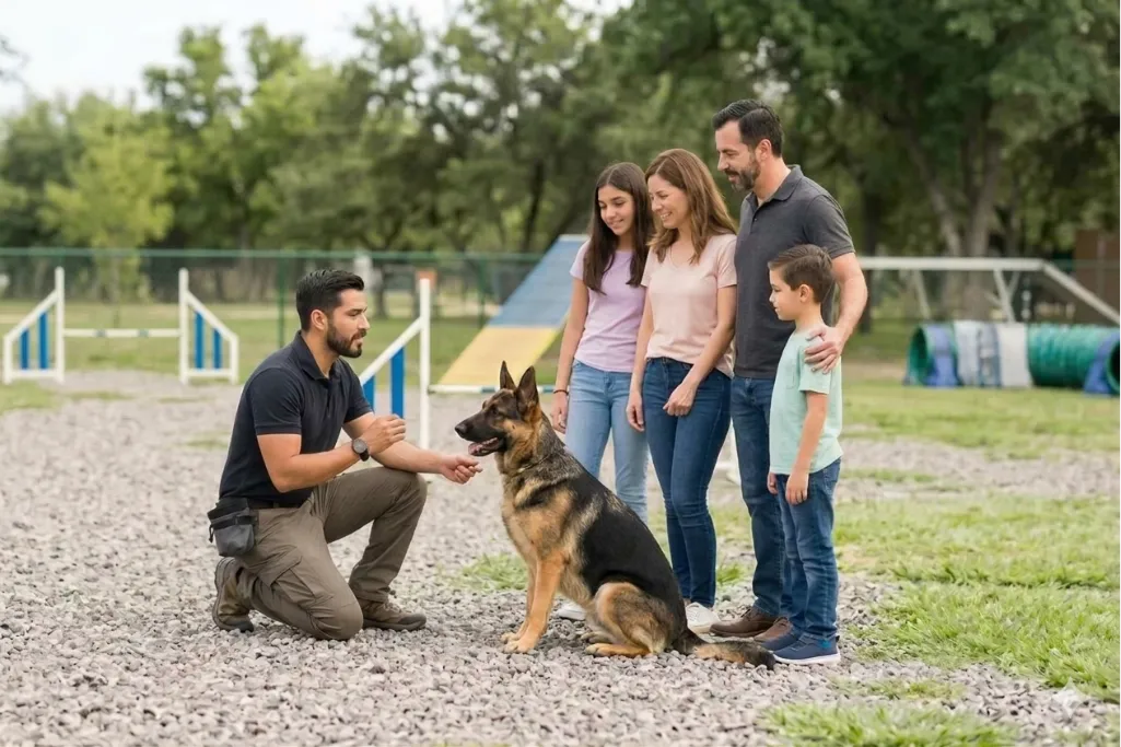 Family taking their Dog to a Trainer