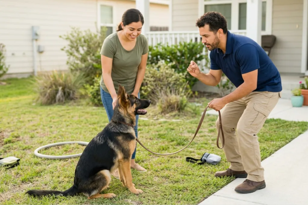 Dog Trainer Wearing Arm Protection